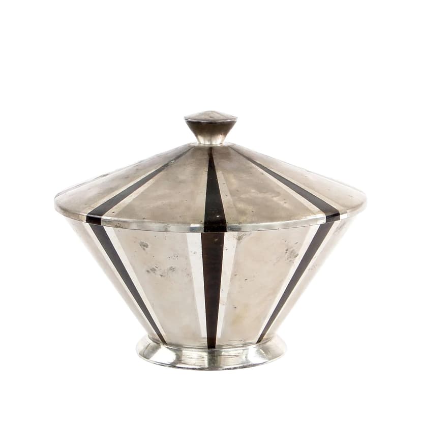 Bonbonniere Art Deco, Ikora, silver, brass, WMF, Germany, 1930s.