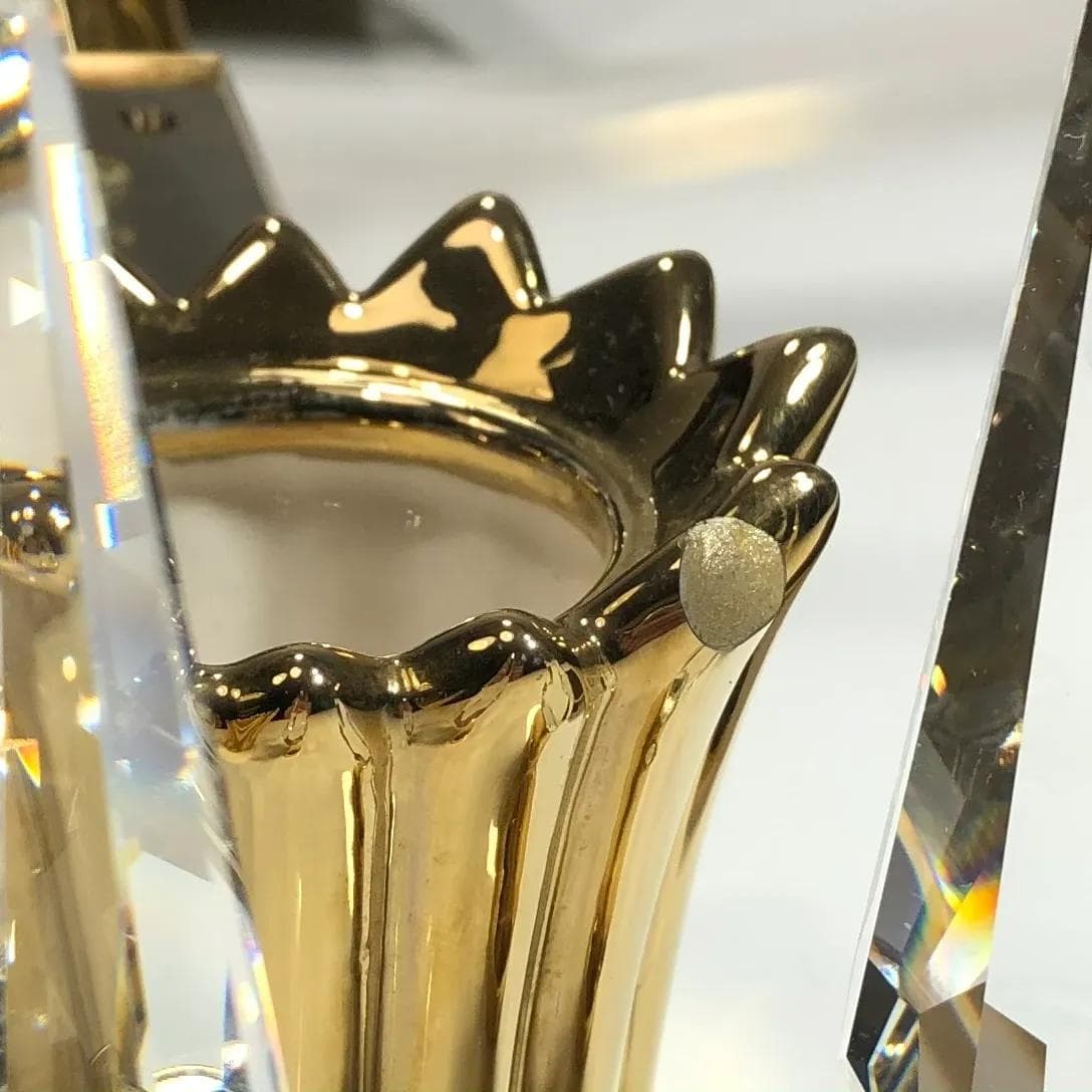 Pair of wall sconces, gilded brass, crystal, Italy, 1990s - 29146