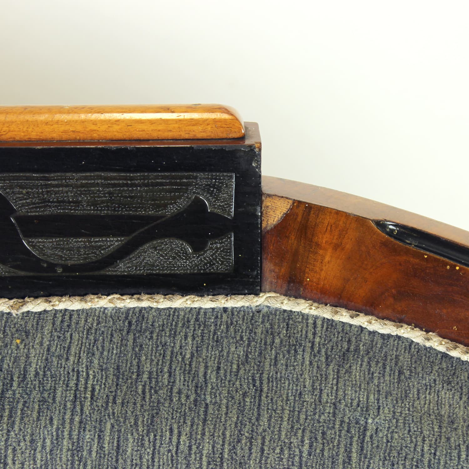 Sofa Biedermeier, velvet niebiesko-szary, orzech włoski, Austria, XIX w. - 394407