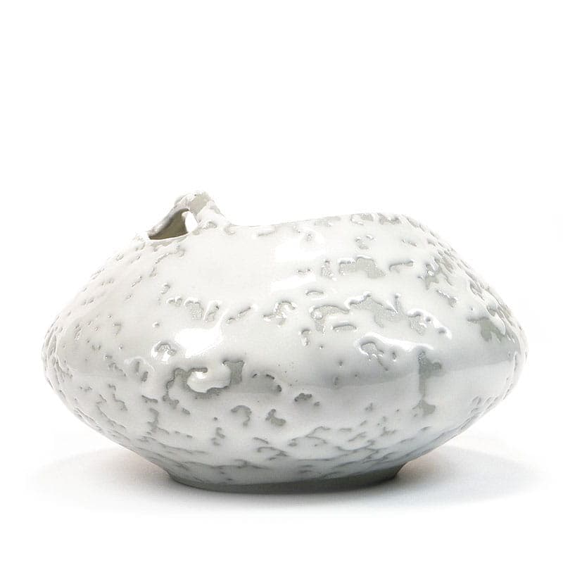Vase New Look, white grey stoneware, by W. Gołajewska, Poland, 1960s. - 394423