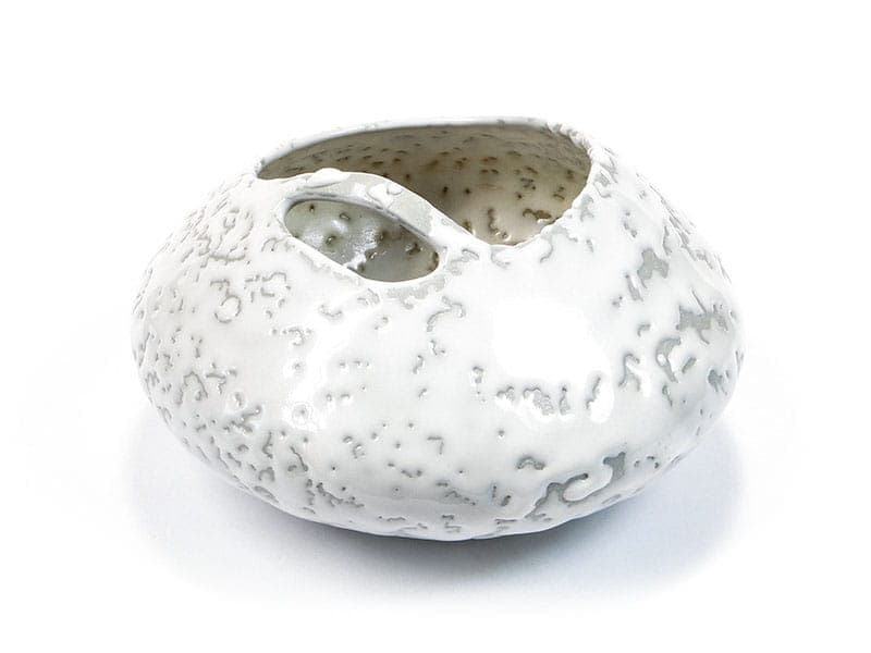 Vase New Look, white grey stoneware, by W. Gołajewska, Poland, 1960s. - 394424
