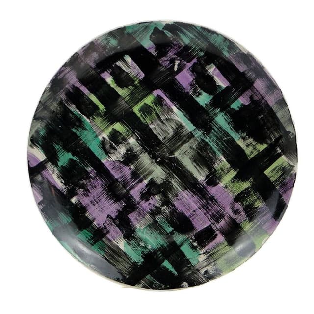 Decorative plate, black green purple, porcelainite, Pruszków, 1960s. - DIMENSION