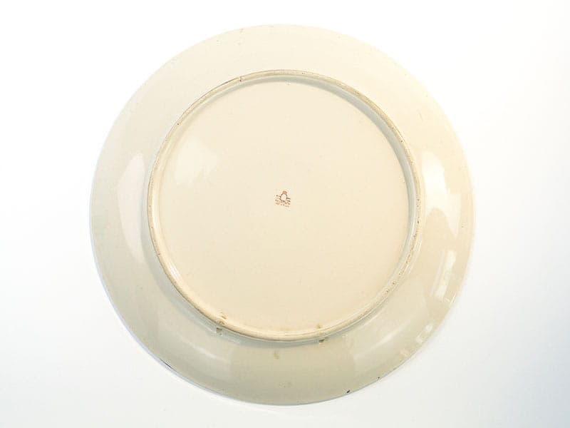 Decorative plate, black green purple, porcelainite, Pruszków, 1960s. - 394432