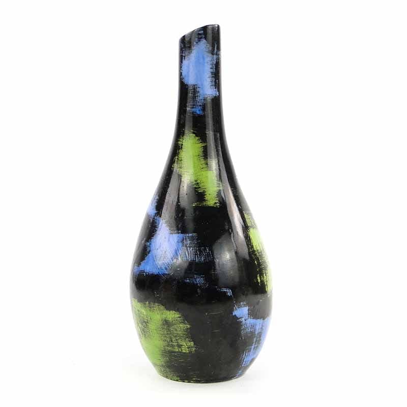 Bottle Vase, black green blue porcelain, by Z. Przybyszewska, Pruszków, 1960s. - 394440