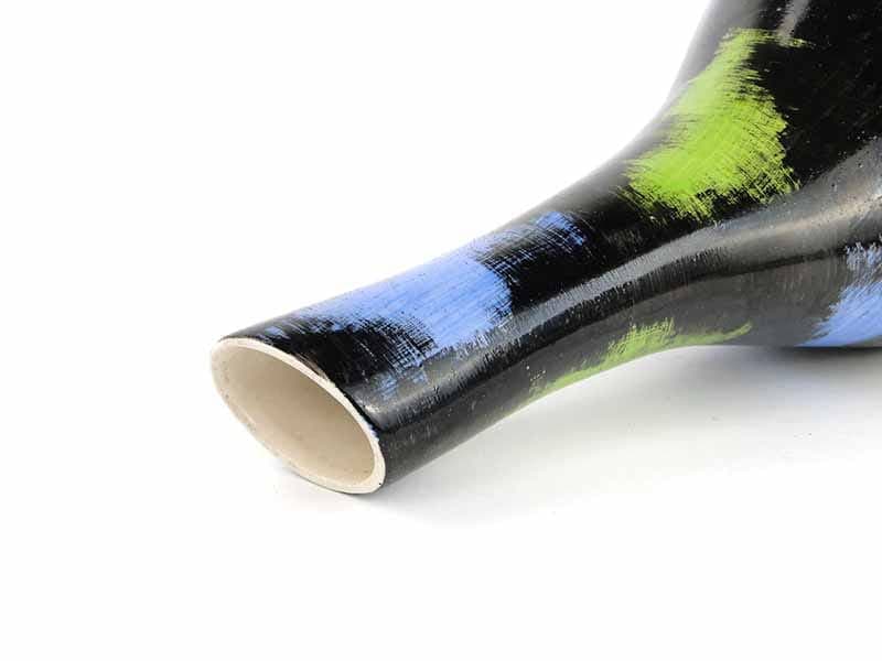 Bottle Vase, black green blue porcelain, by Z. Przybyszewska, Pruszków, 1960s. - 394436