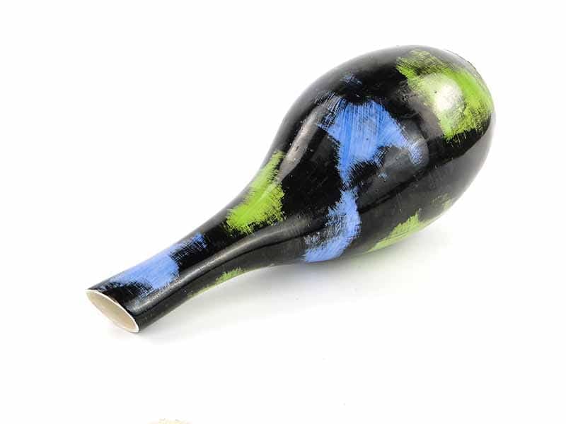 Bottle Vase, black green blue porcelain, by Z. Przybyszewska, Pruszków, 1960s. - 394441
