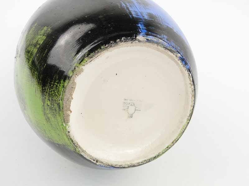 Bottle Vase, black green blue porcelain, by Z. Przybyszewska, Pruszków, 1960s. - 394443