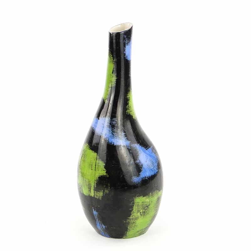 Bottle Vase, black green blue porcelain, by Z. Przybyszewska, Pruszków, 1960s. - 394438