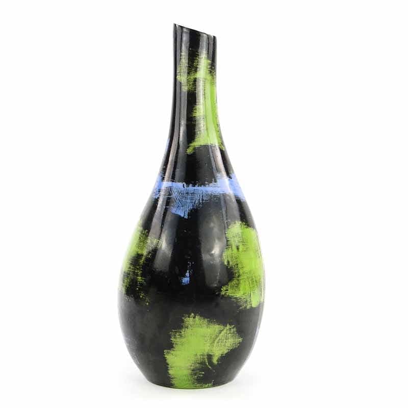 Bottle Vase, black green blue porcelain, by Z. Przybyszewska, Pruszków, 1960s. - 394439
