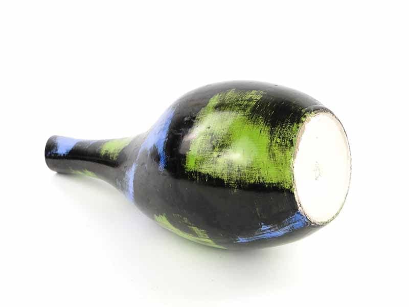 Bottle Vase, black green blue porcelain, by Z. Przybyszewska, Pruszków, 1960s. - 394442