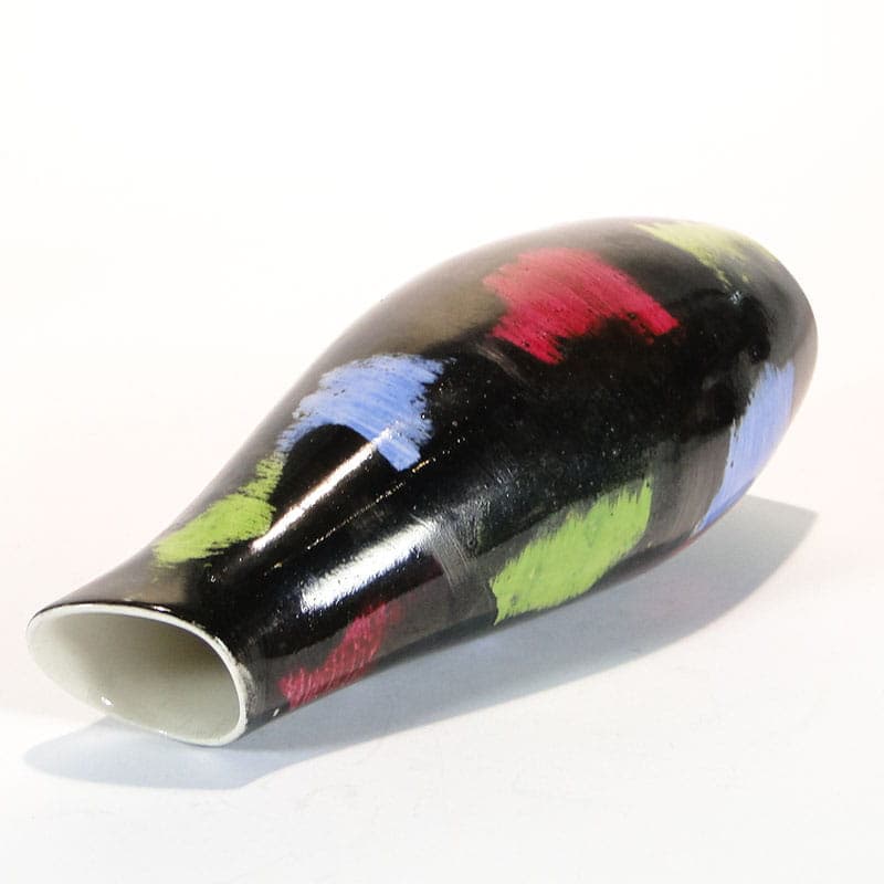 Vase, black painted porcelain, by Z. Przybyszewska, Pruszków, Poland, 1960s - 394449