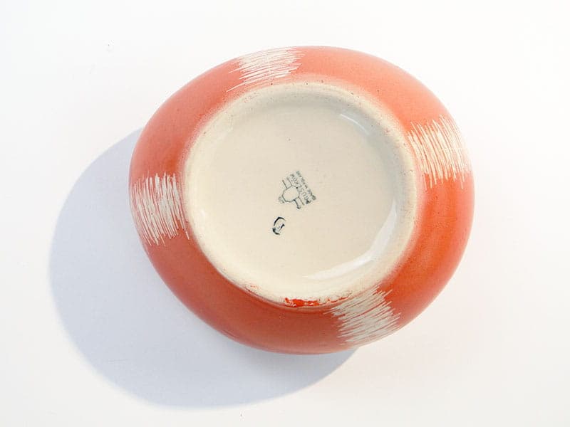 Vase Bulwa, orange red white porcelain, by D. Duszniak, 1950s - 394451
