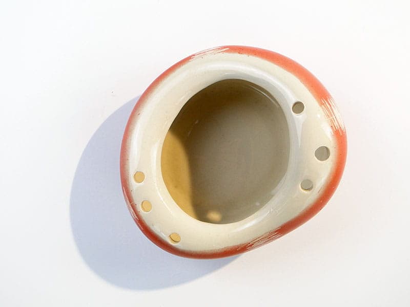Vase Bulwa, orange red white porcelain, by D. Duszniak, 1950s - 394457
