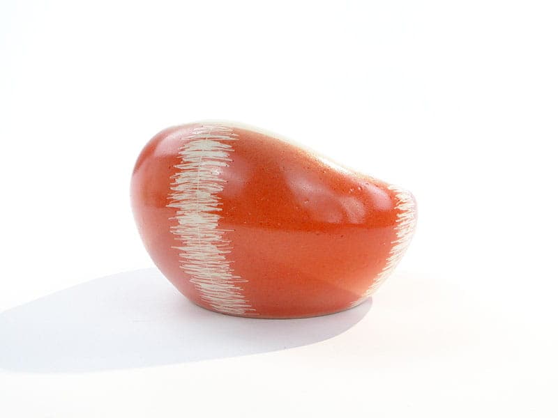 Vase Bulwa, orange red white porcelain, by D. Duszniak, 1950s - 394455