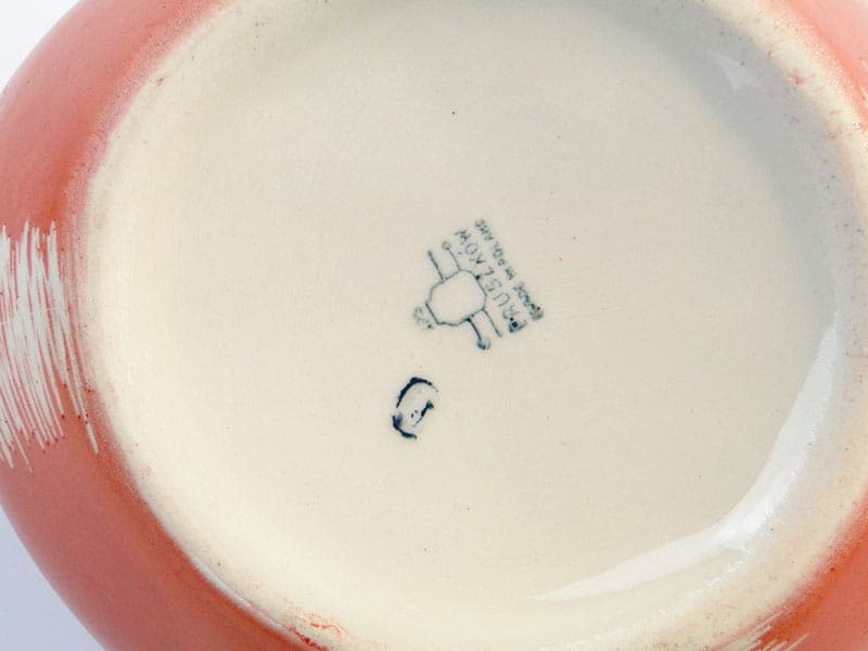 Vase Bulwa, orange red white porcelain, by D. Duszniak, 1950s - 394458