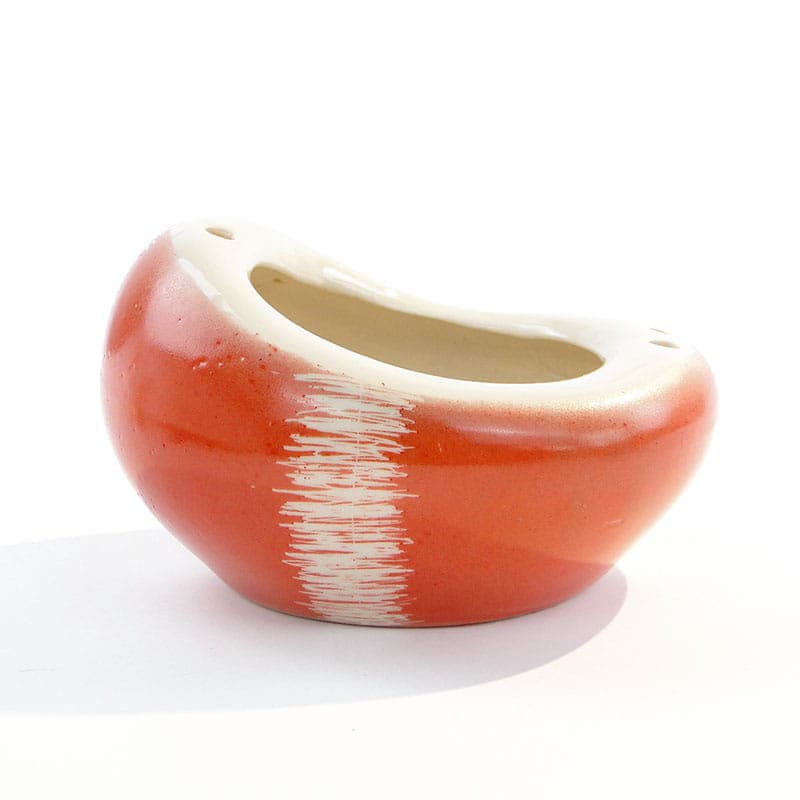 Vase Bulwa, orange red white porcelain, by D. Duszniak, 1950s - 394454