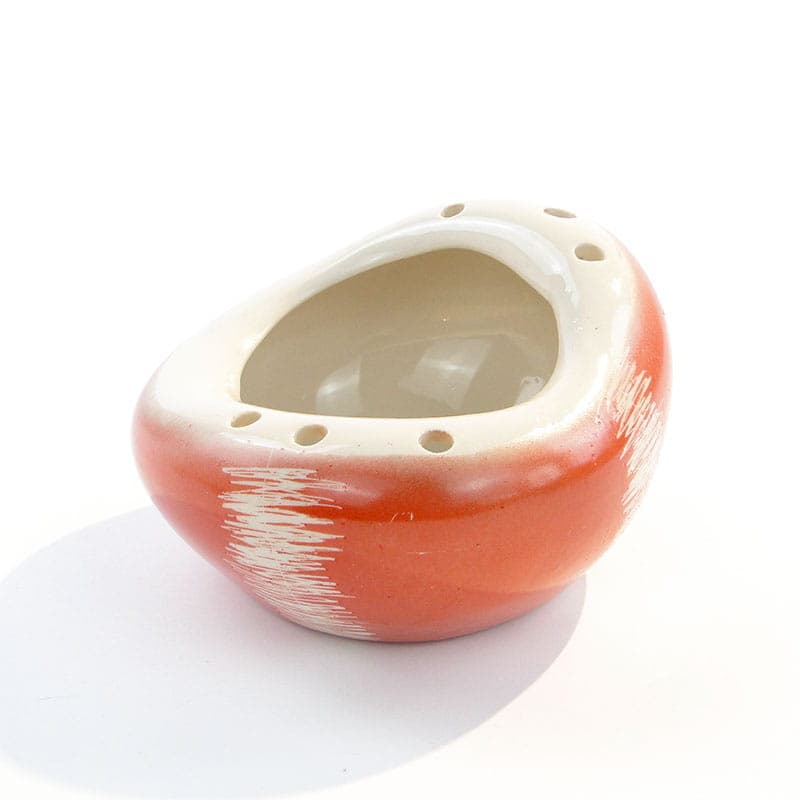 Vase Bulwa, orange red white porcelain, by D. Duszniak, 1950s - 394453