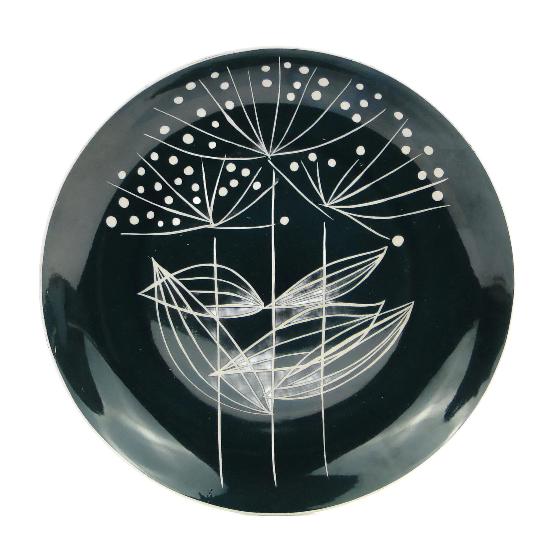 Platter Karolina, black, porcelain, Poland, 1950s - 394486