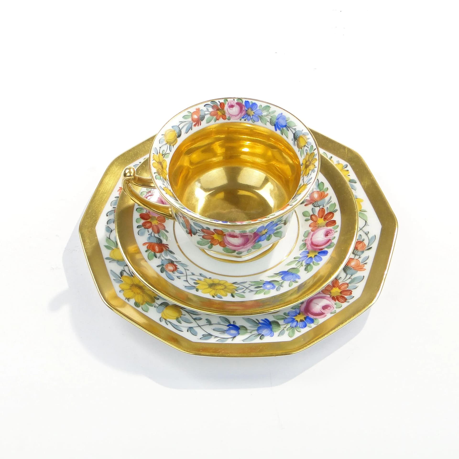 Zestaw śniadaniowy, porcelana multikolor, złocenia, Rosenthal, Niemcy, lata 20. - 29201