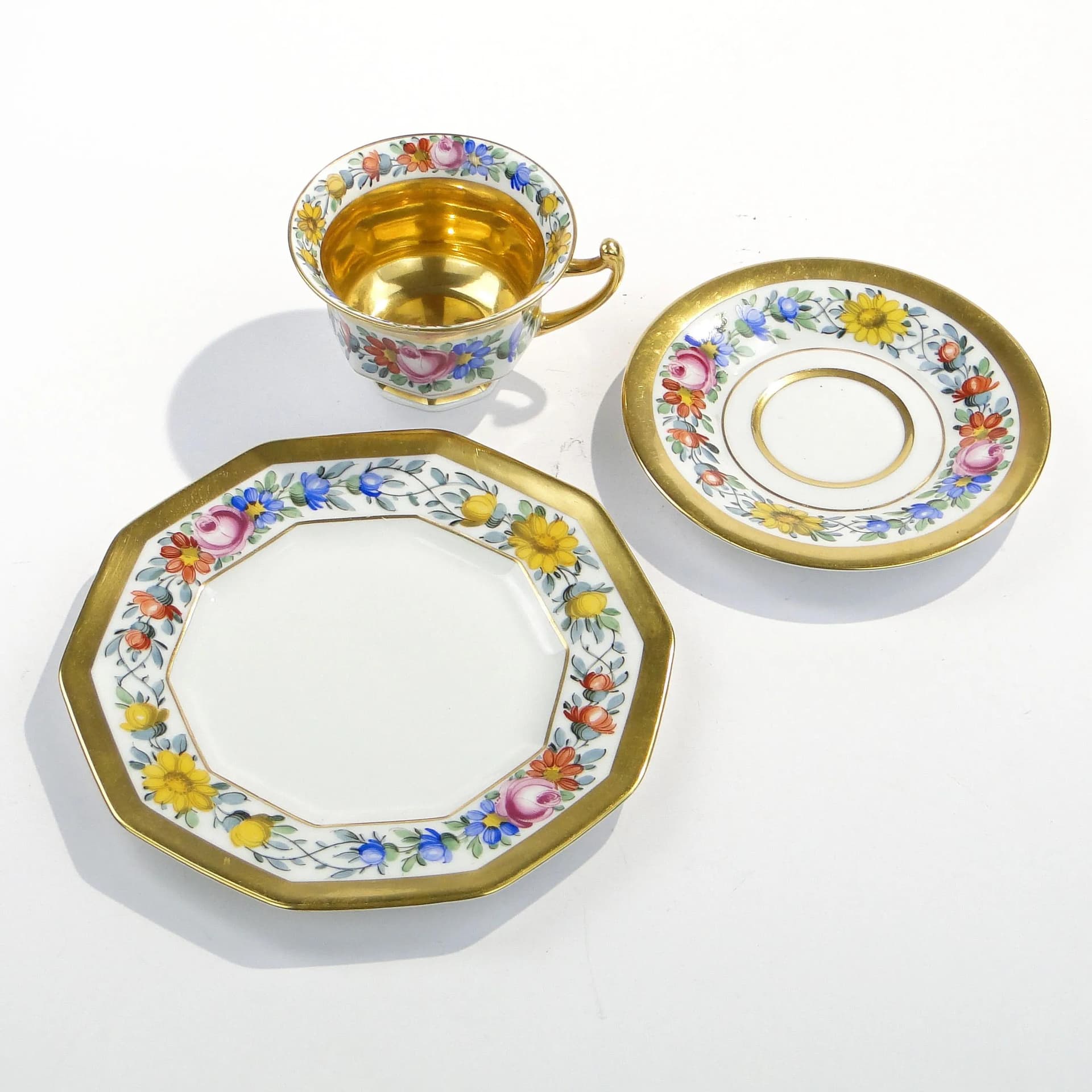 Zestaw śniadaniowy, porcelana multikolor, złocenia, Rosenthal, Niemcy, lata 20. - 29208