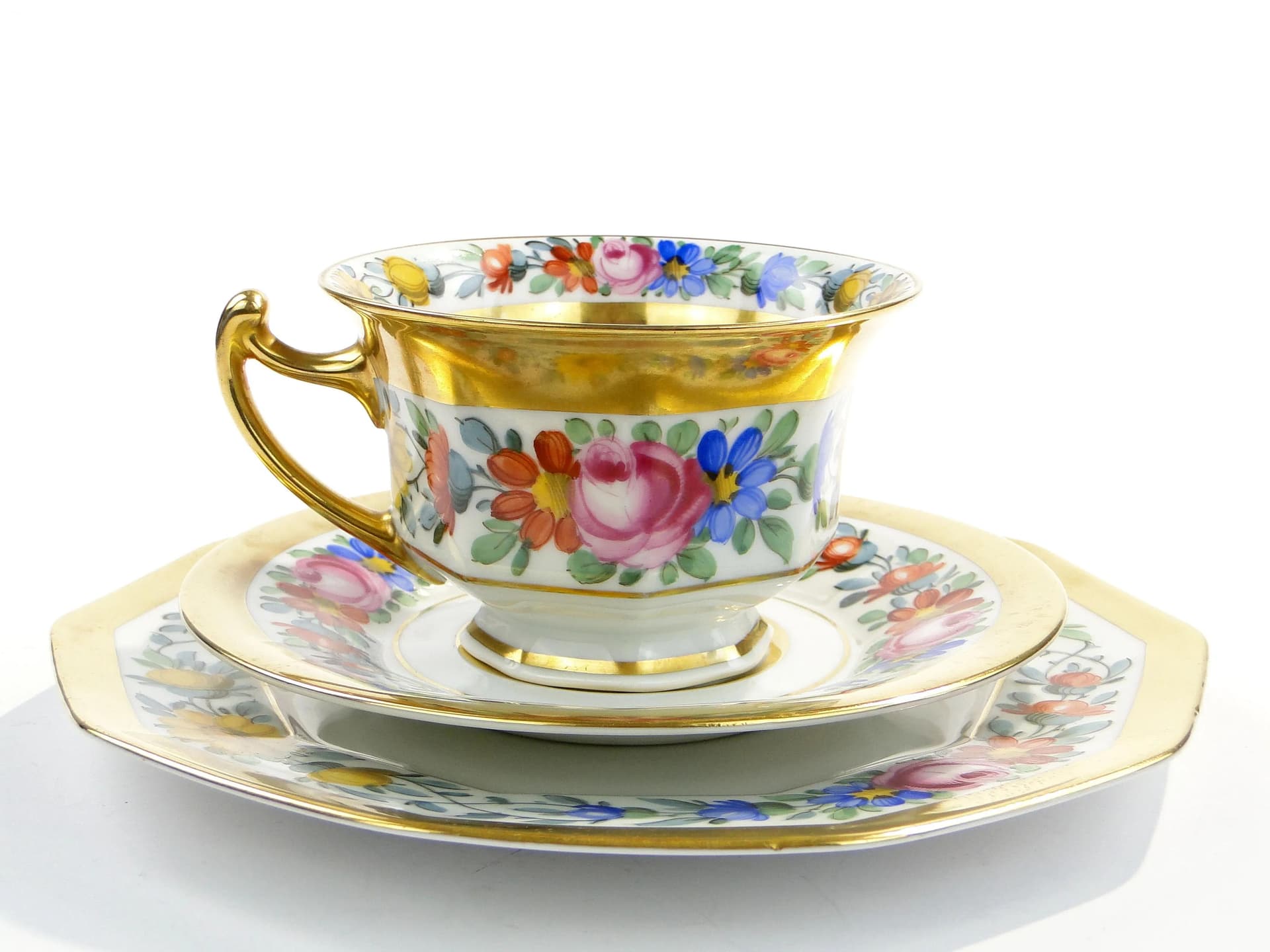 Zestaw śniadaniowy, porcelana multikolor, złocenia, Rosenthal, Niemcy, lata 20. - 29204