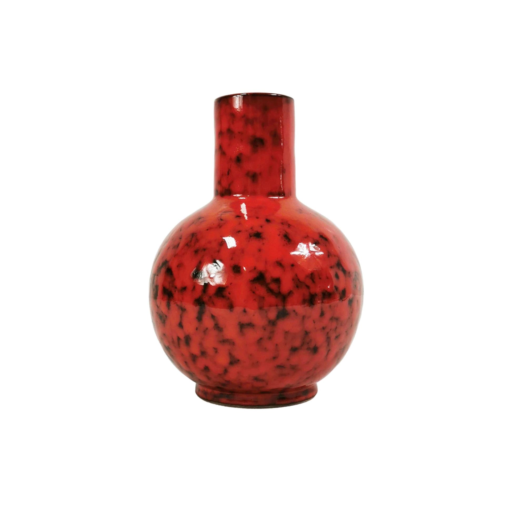 Vase Modernist, red black, ceramic, Italy, 1960s