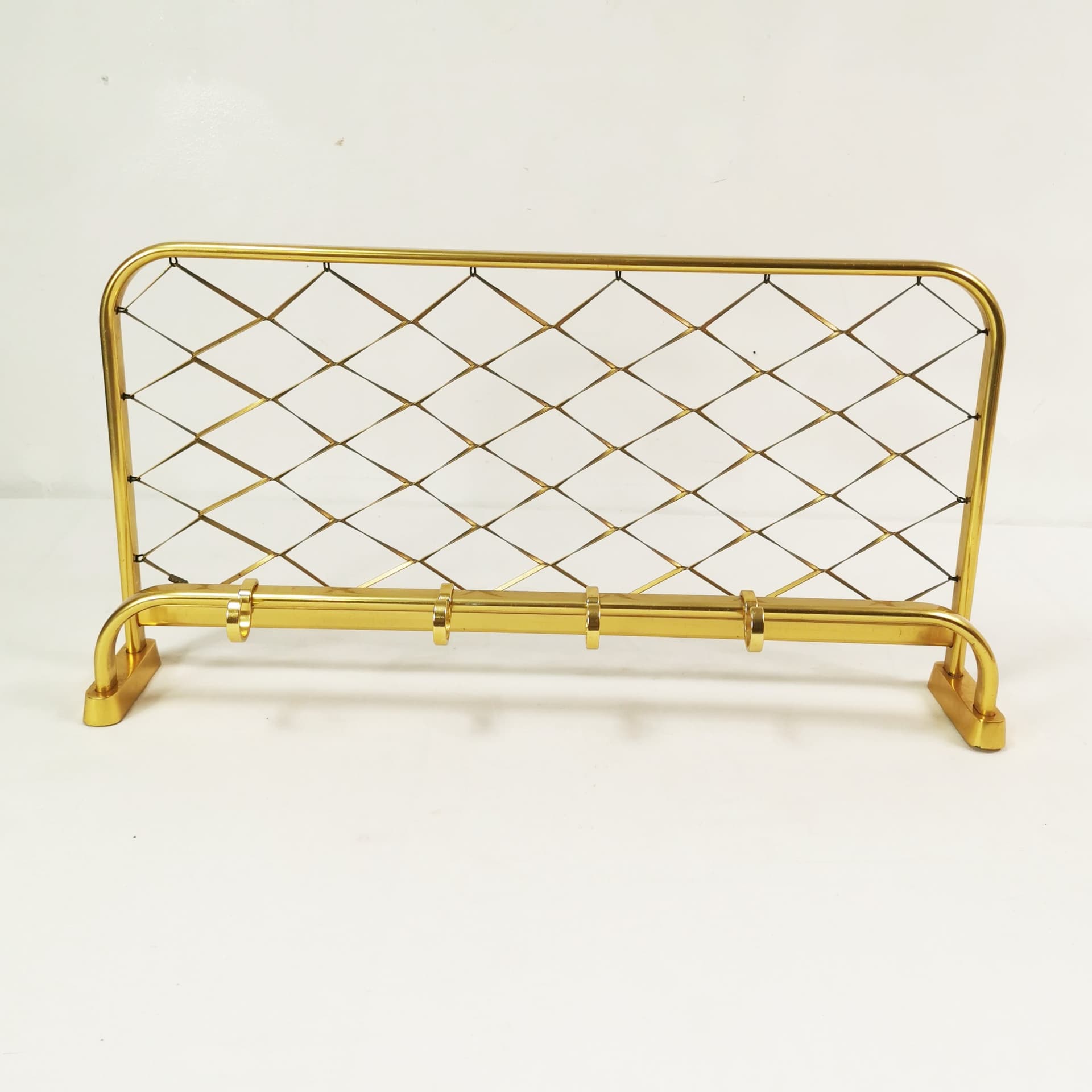 Wall-mounted coat rack Art Deco, gold aluminium, black plastic, Germany, 1960s. - 394578