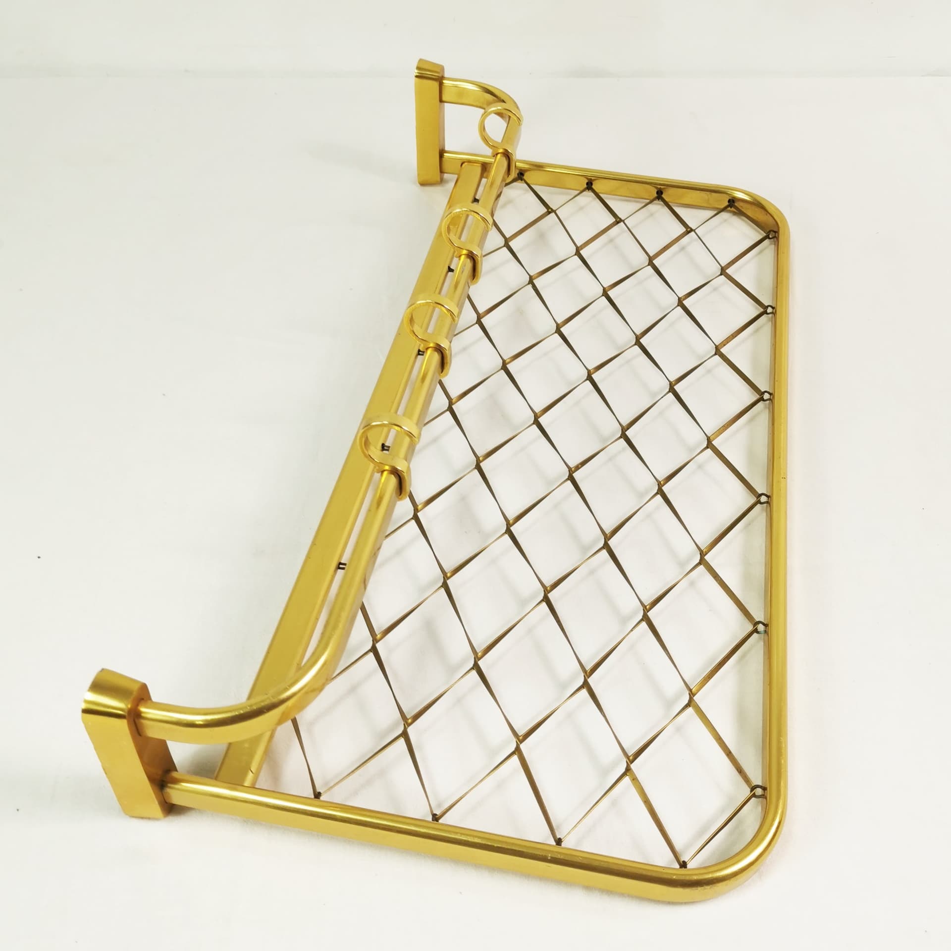 Wall-mounted coat rack Art Deco, gold aluminium, black plastic, Germany, 1960s. - 394580