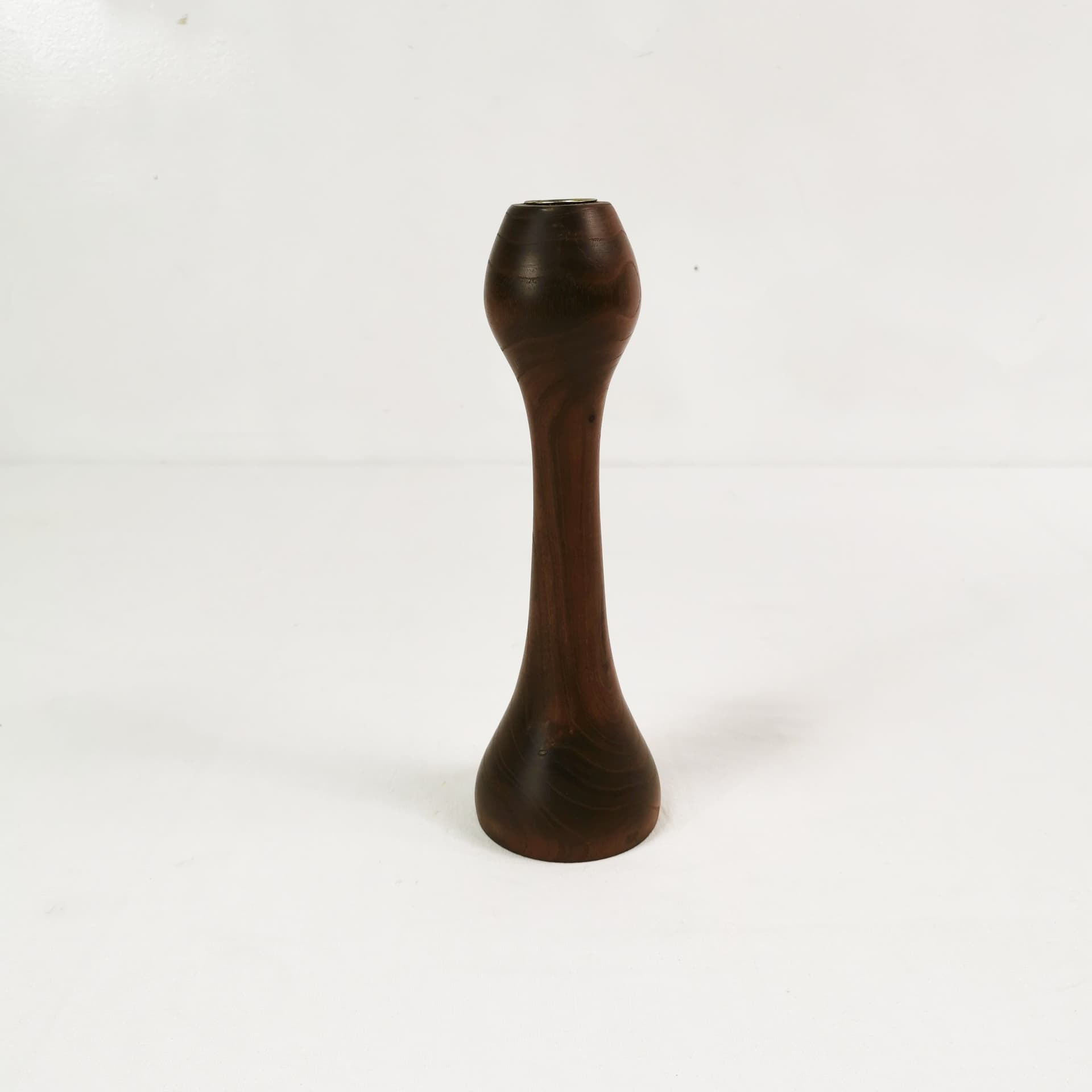 Candlestick Mid Century, brown teak, Denmark, 1960s. - 394590