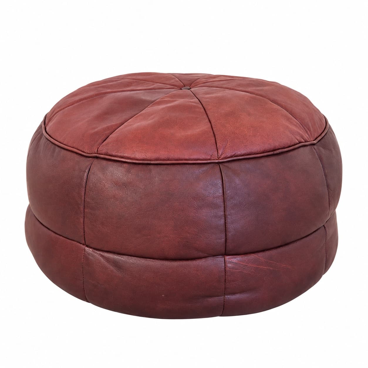 Pouf, brown leather, United Kingdom, 1980s. - 394608