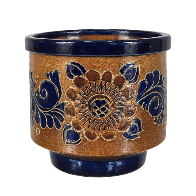 Planter, brown blue beige, ceramic, Germany, 1970s. - DIMENSION