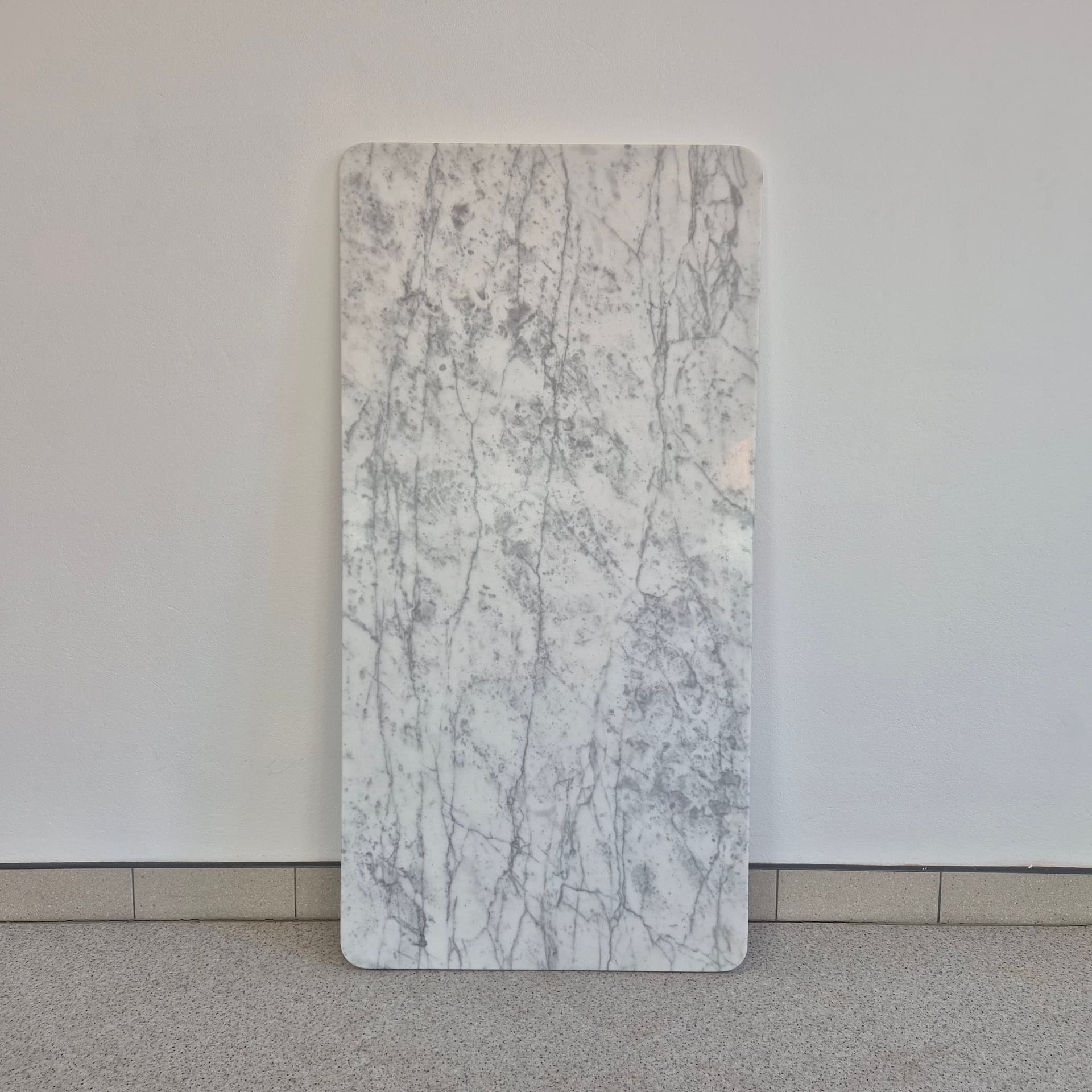 Ława Bianco Carrara, marmur biały, stal chromowana srebrna, Włochy, lata 70. - 394624