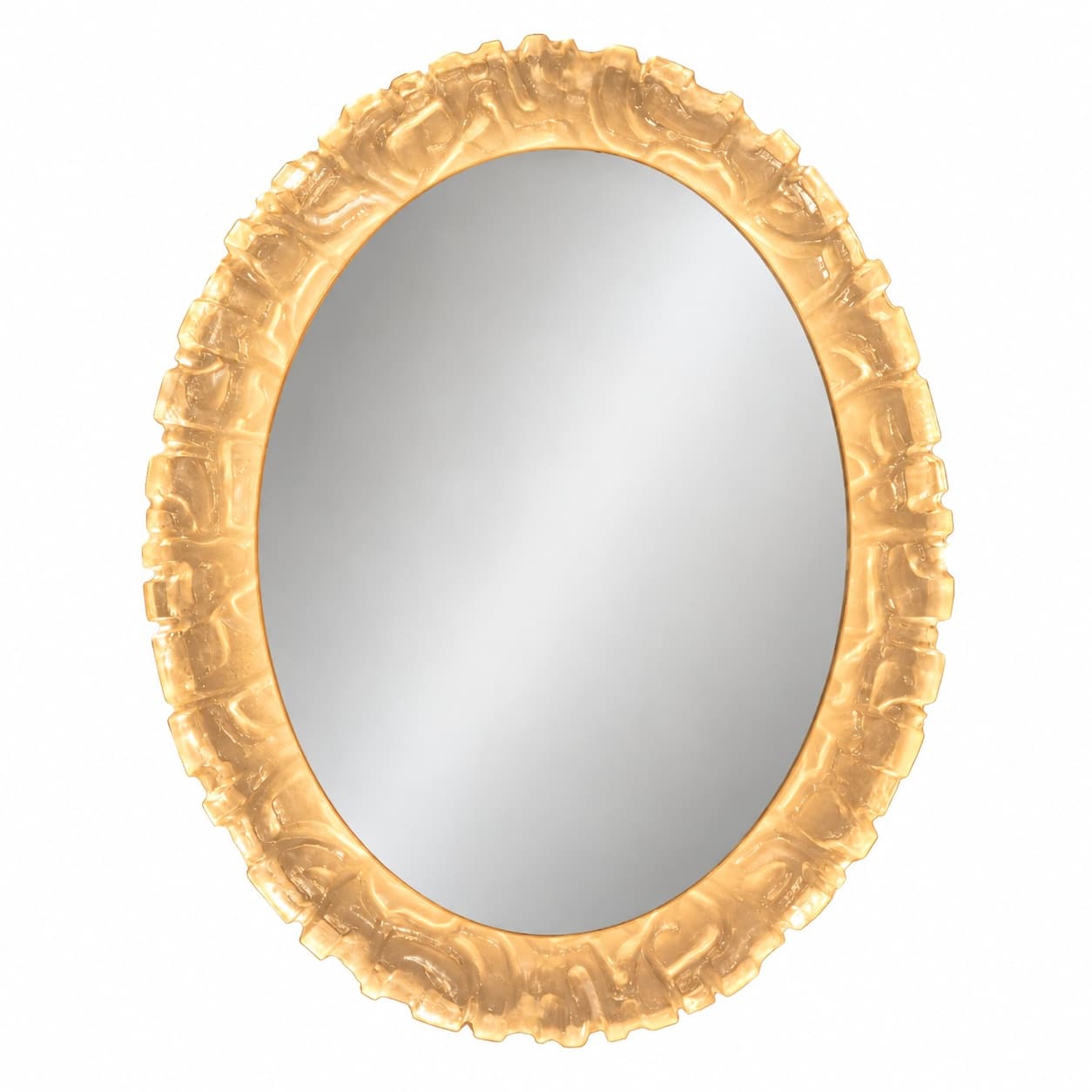 Wall mirror, Space Age, transparent beige acrylic, glass, by E. Hillebrand, Hillebrand, Germany, 1960s. - 394643