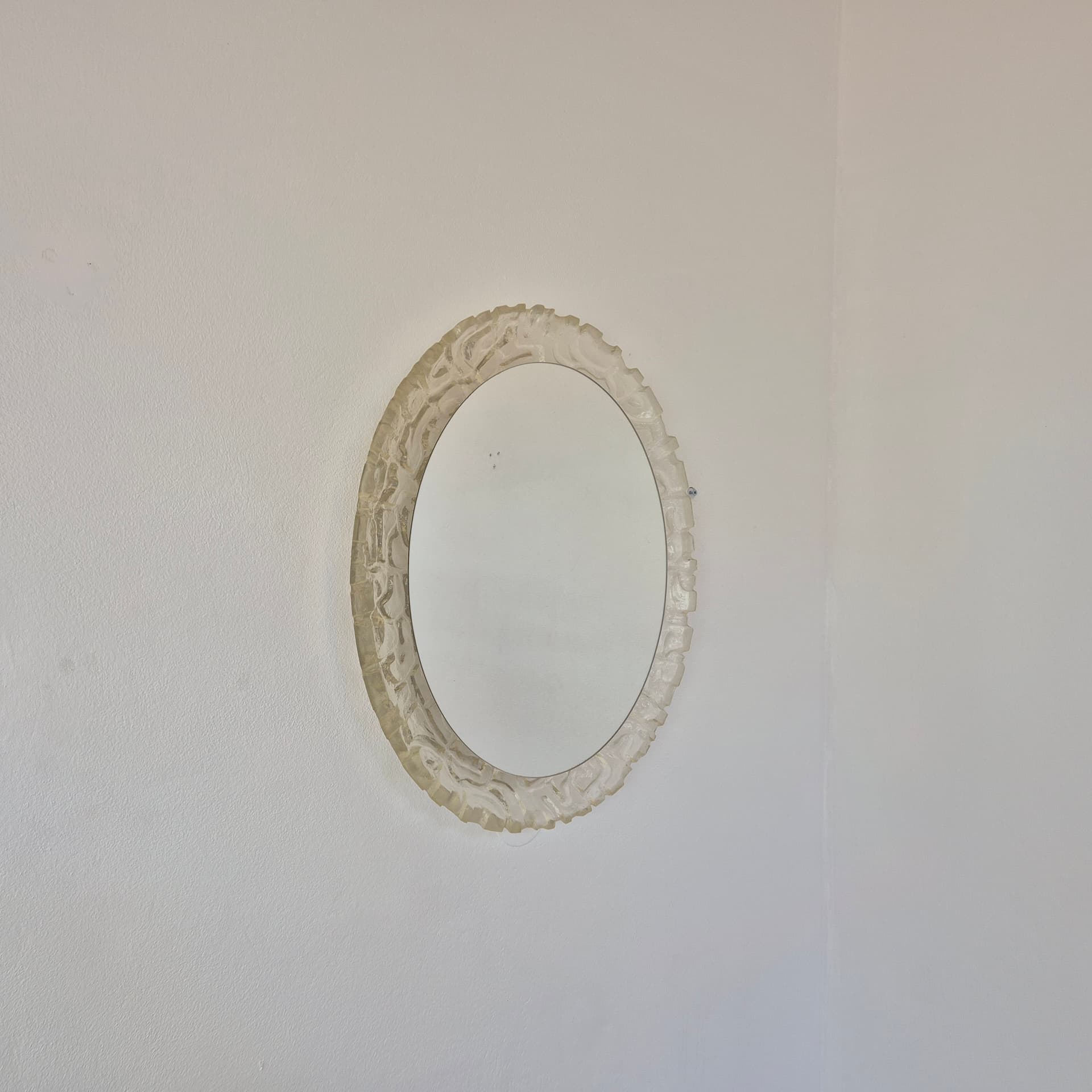 Wall mirror, Space Age, transparent beige acrylic, glass, by E. Hillebrand, Hillebrand, Germany, 1960s. - 394632