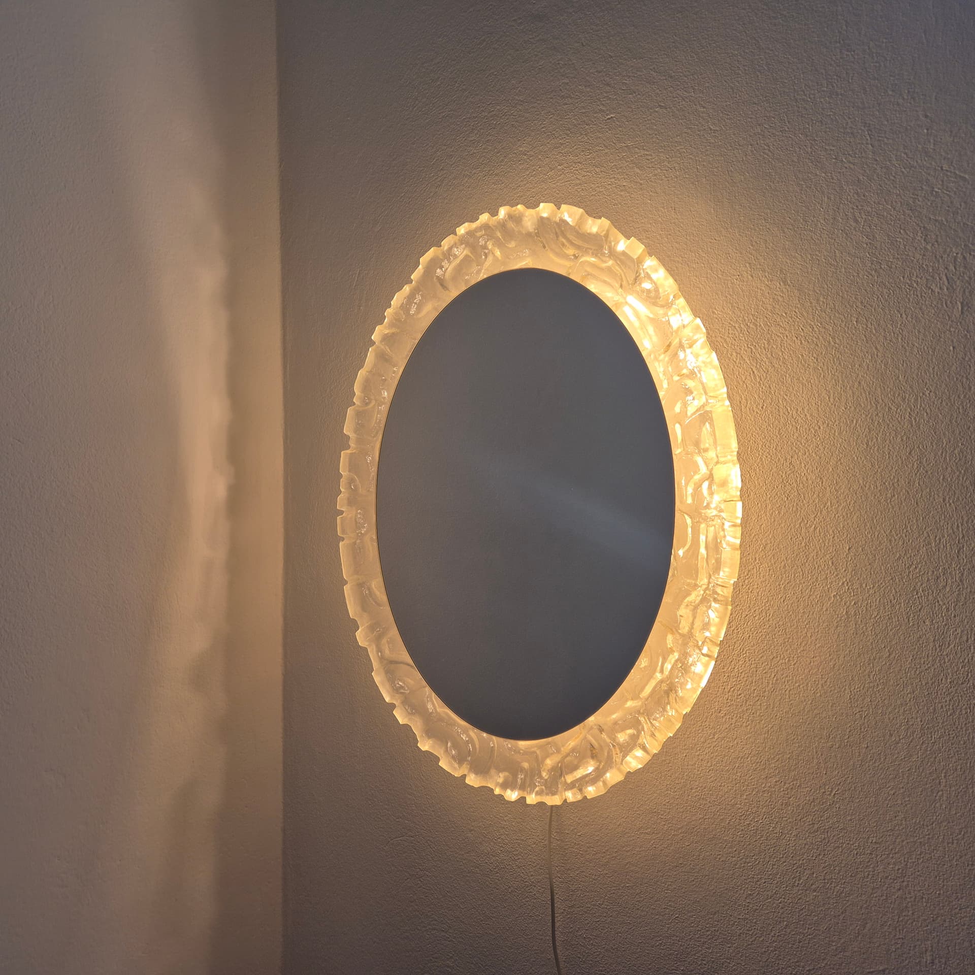 Wall mirror, Space Age, transparent beige acrylic, glass, by E. Hillebrand, Hillebrand, Germany, 1960s. - 394641