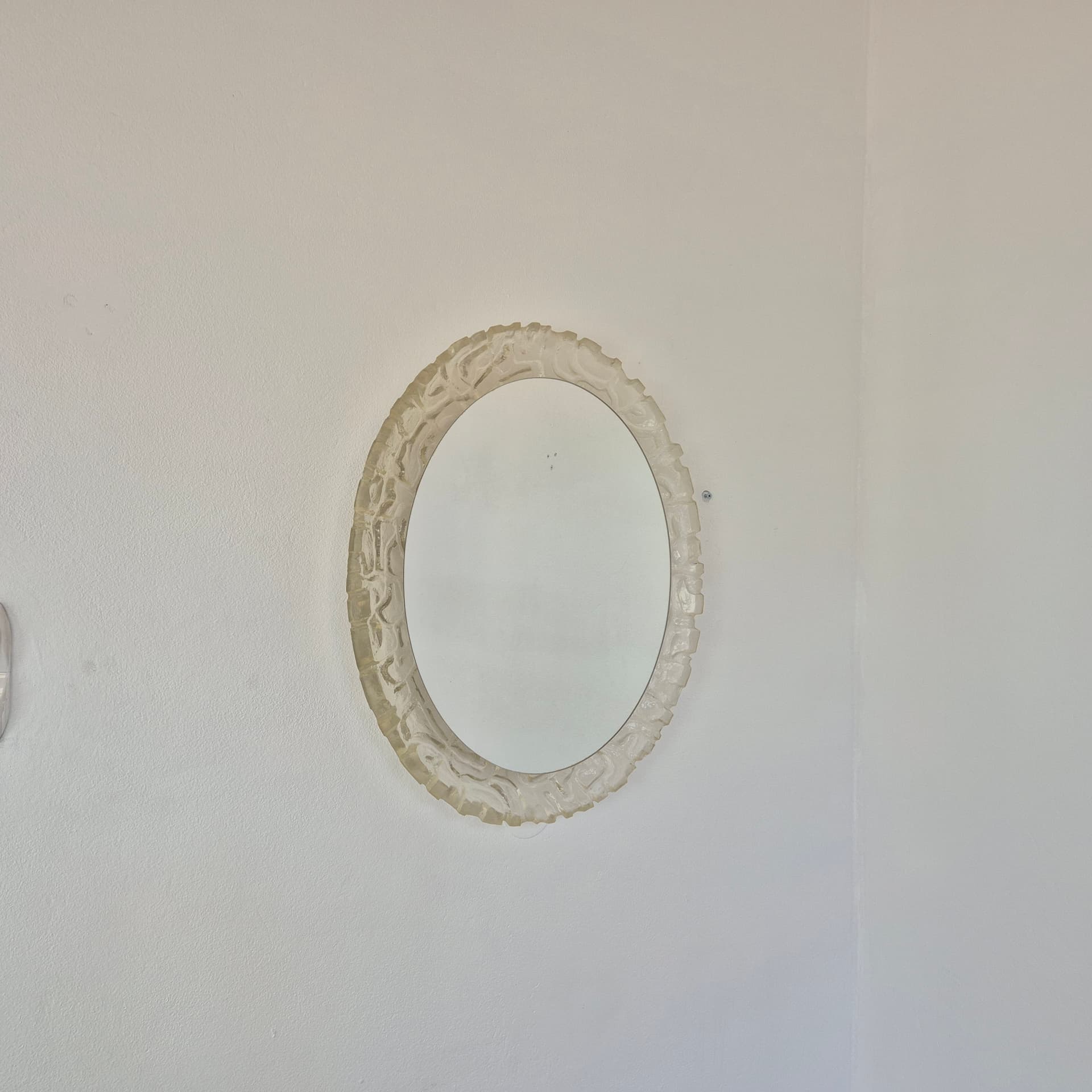 Wall mirror, Space Age, transparent beige acrylic, glass, by E. Hillebrand, Hillebrand, Germany, 1960s. - 394633