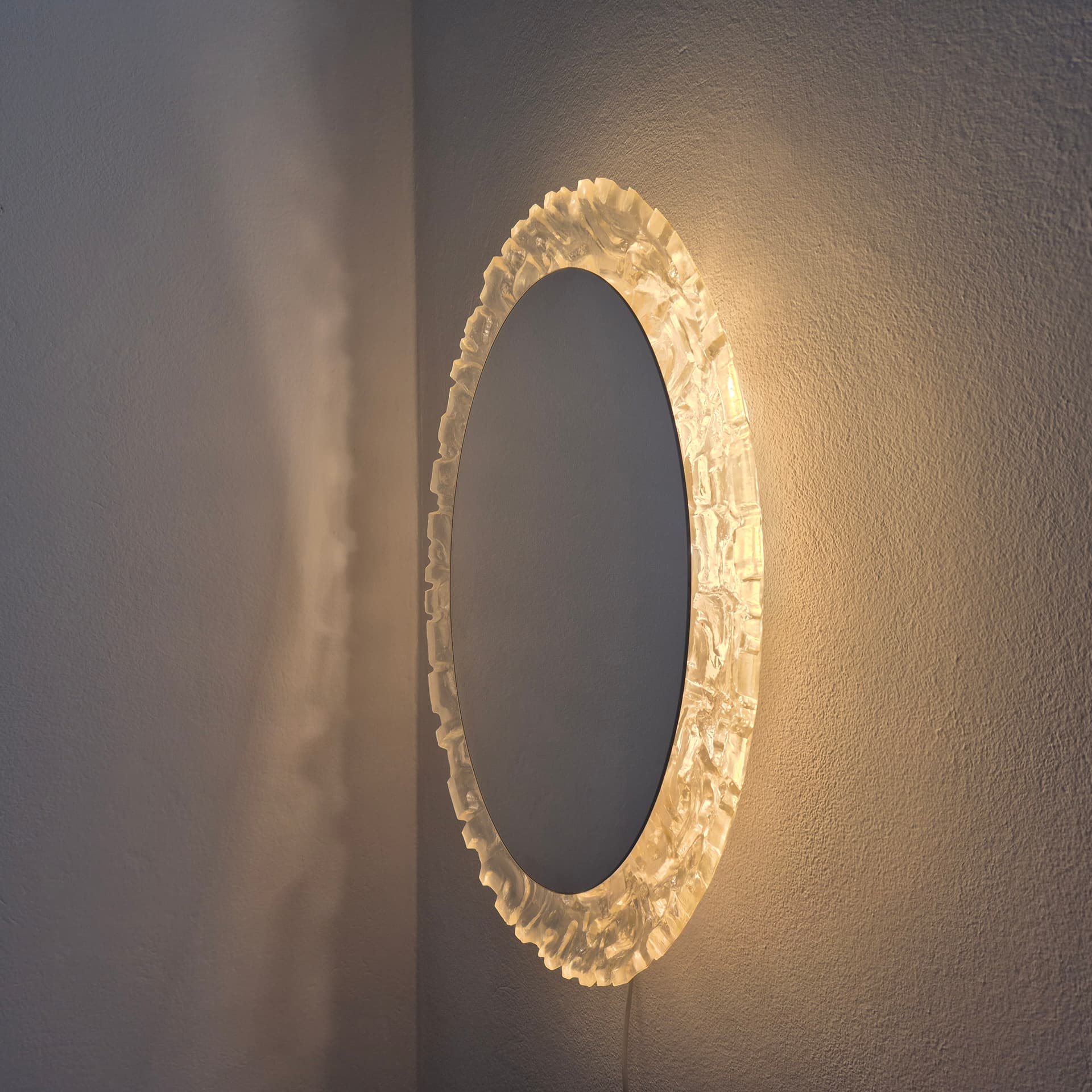 Wall mirror, Space Age, transparent beige acrylic, glass, by E. Hillebrand, Hillebrand, Germany, 1960s. - 394638