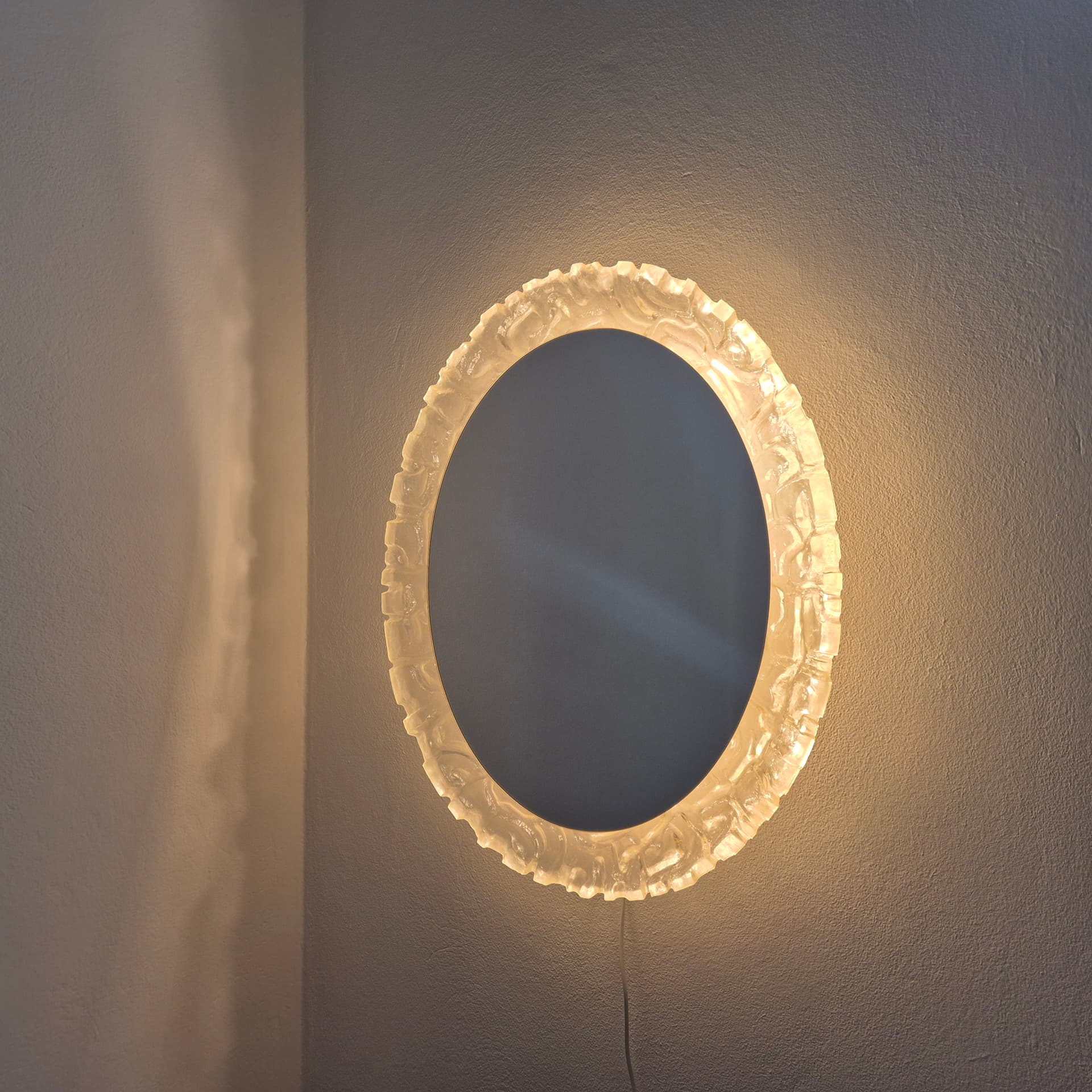 Wall mirror, Space Age, transparent beige acrylic, glass, by E. Hillebrand, Hillebrand, Germany, 1960s. - 394642
