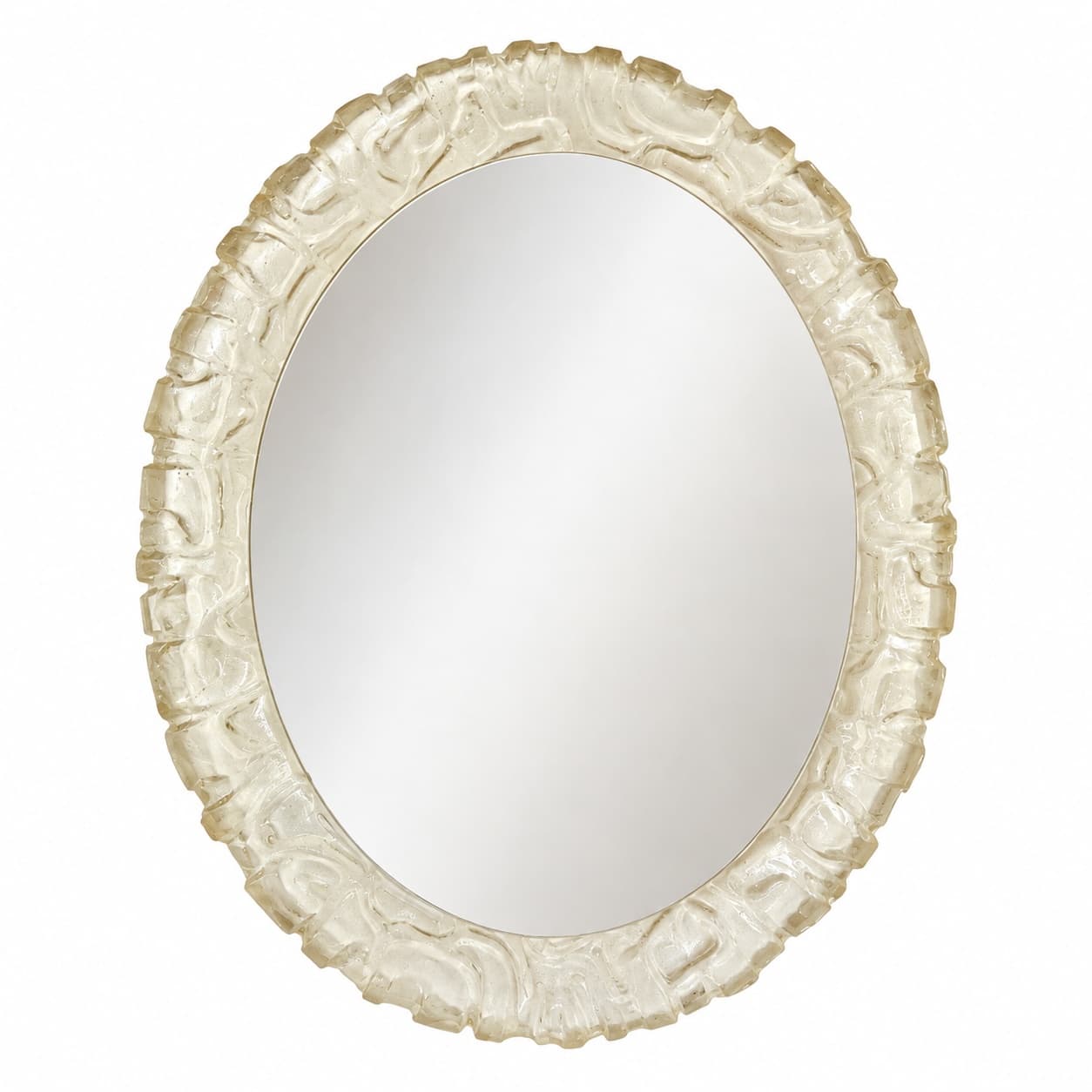 Wall mirror, Space Age, transparent beige acrylic, glass, by E. Hillebrand, Hillebrand, Germany, 1960s. - 394629