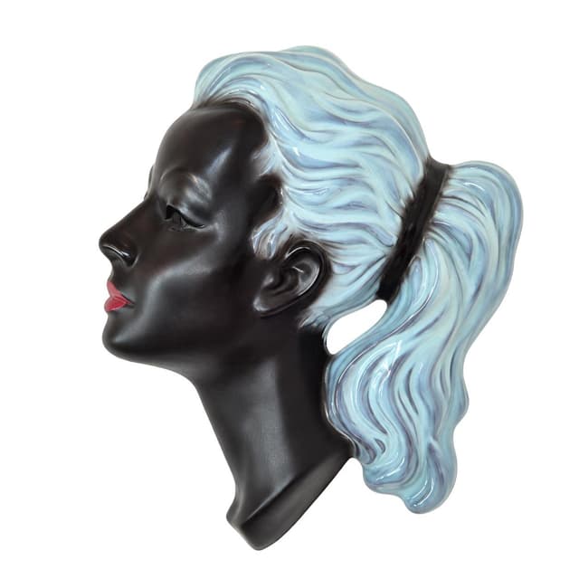 Wall decoration, black blue ceramic, by A. Strunz, for Cortendorf, Germany, 1960s. - DIMENSION