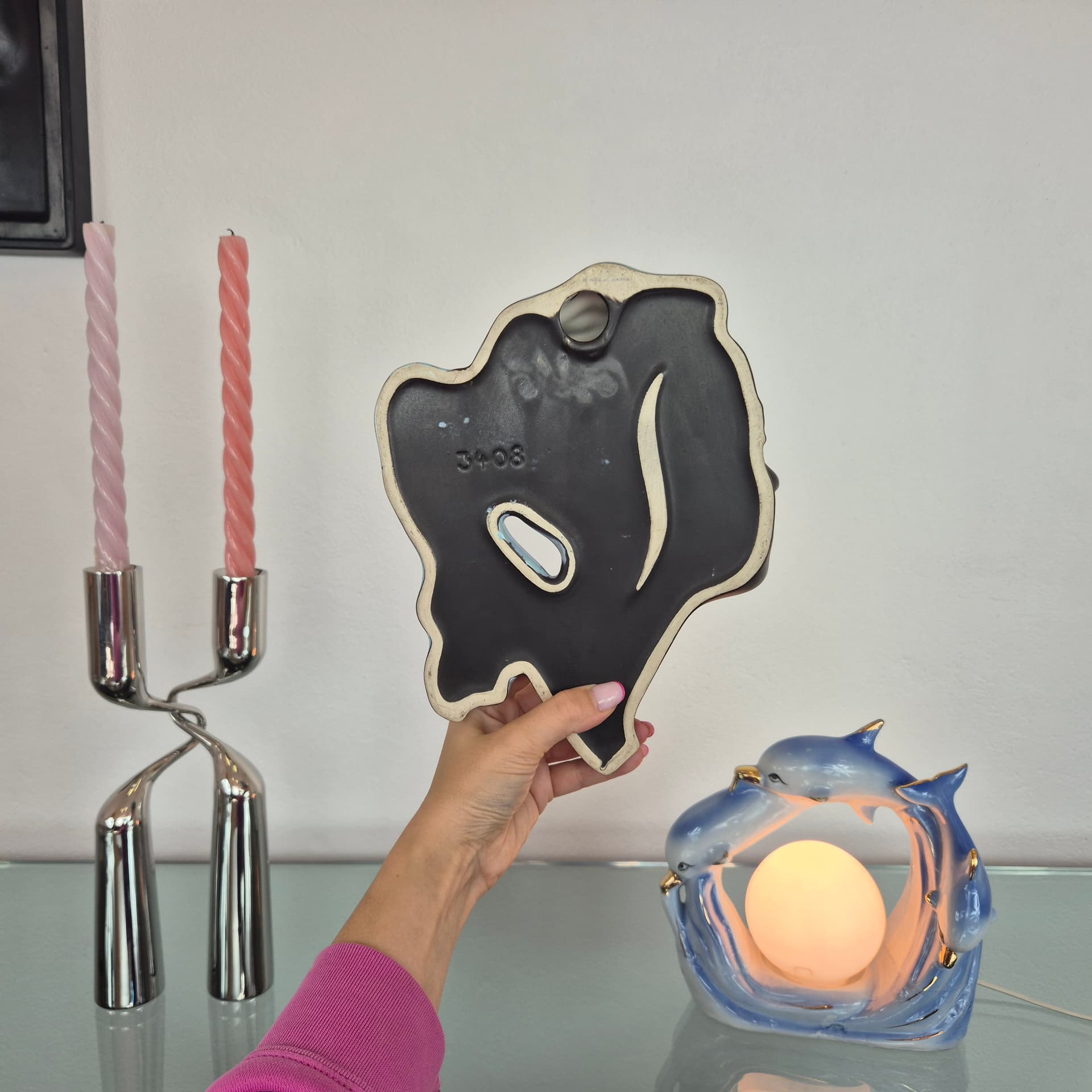 Wall decoration, black blue ceramic, by A. Strunz, for Cortendorf, Germany, 1960s. - 394660