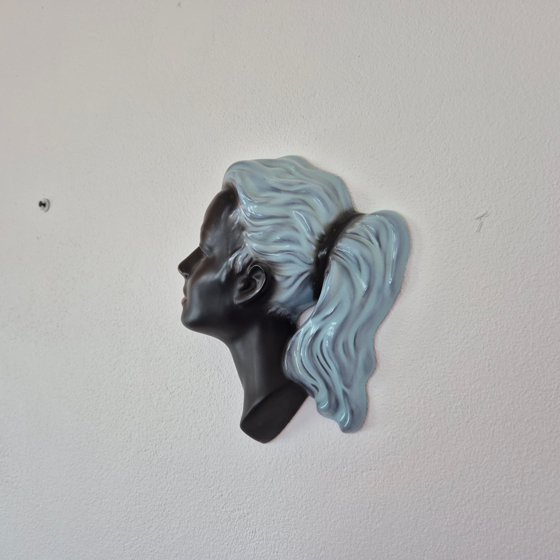 Wall decoration, black blue ceramic, by A. Strunz, for Cortendorf, Germany, 1960s. - 394661