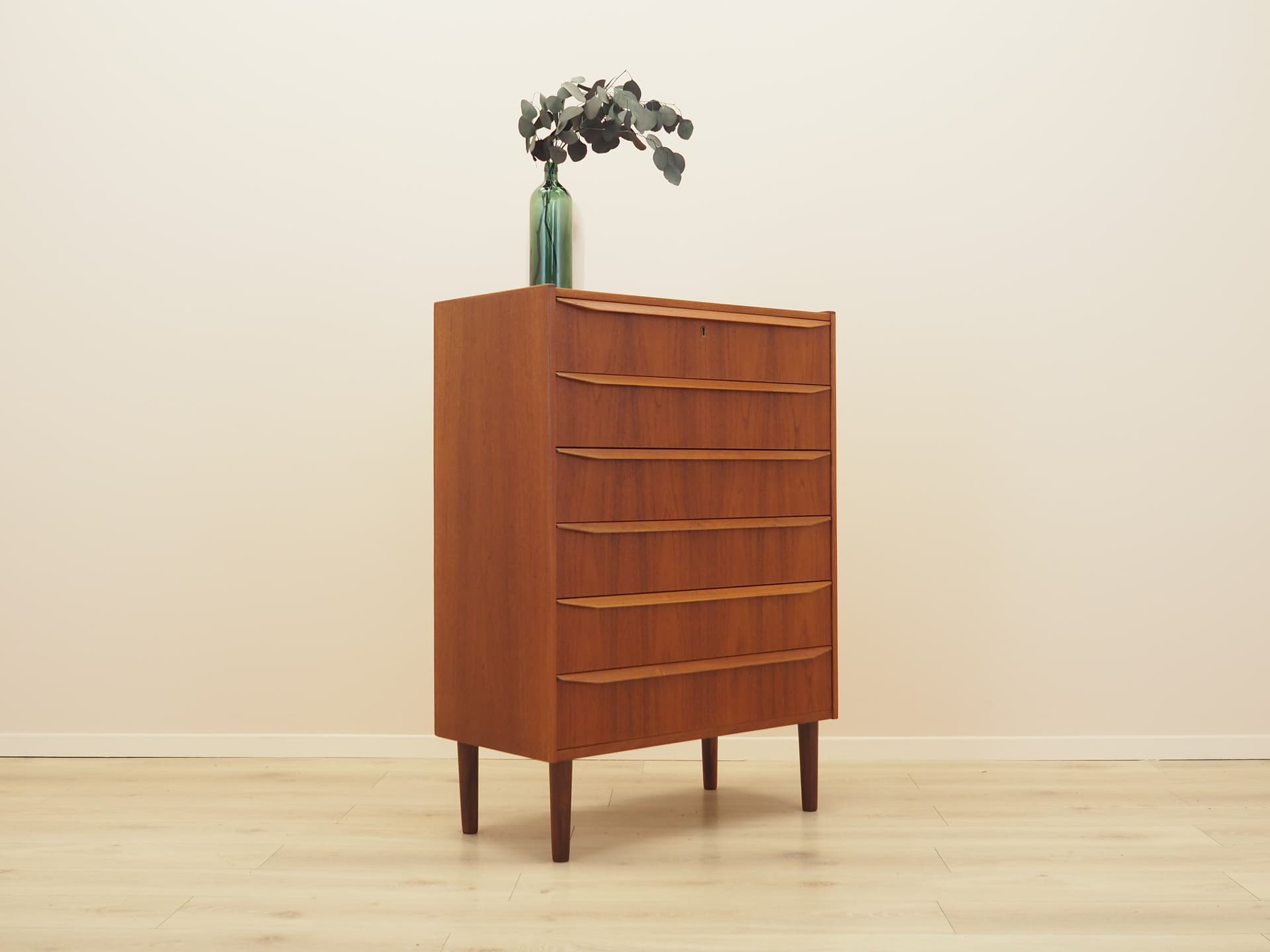 Komoda tallboy, teak brązowy, Dania, lata 60. - 394695