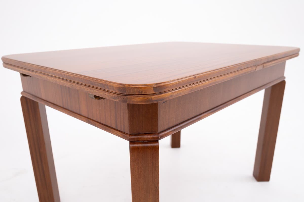 Extendable Table Art Deco, brown walnut, Poland, 1930s - 395115