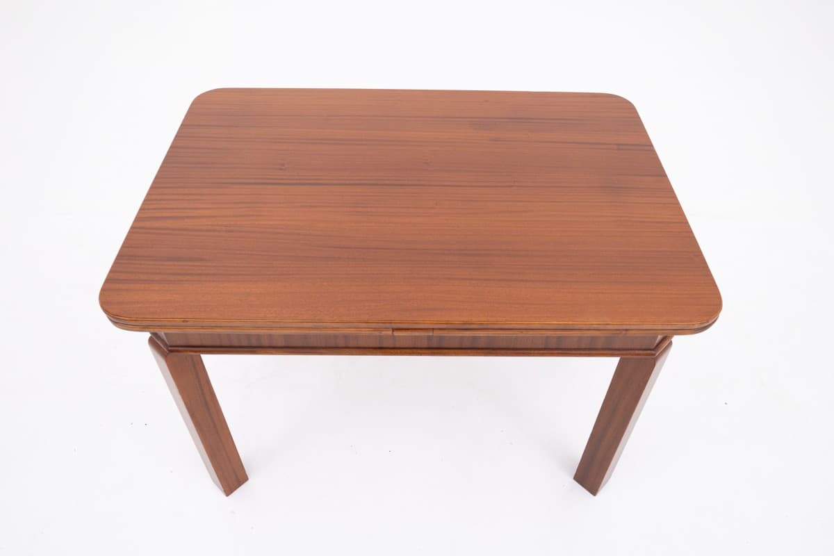 Extendable Table Art Deco, brown walnut, Poland, 1930s - 395119