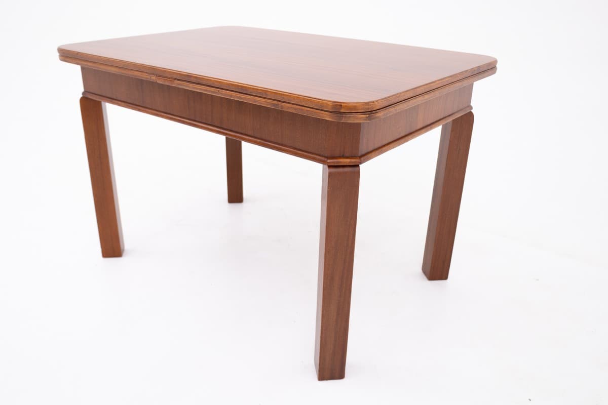 Extendable Table Art Deco, brown walnut, Poland, 1930s - 395118