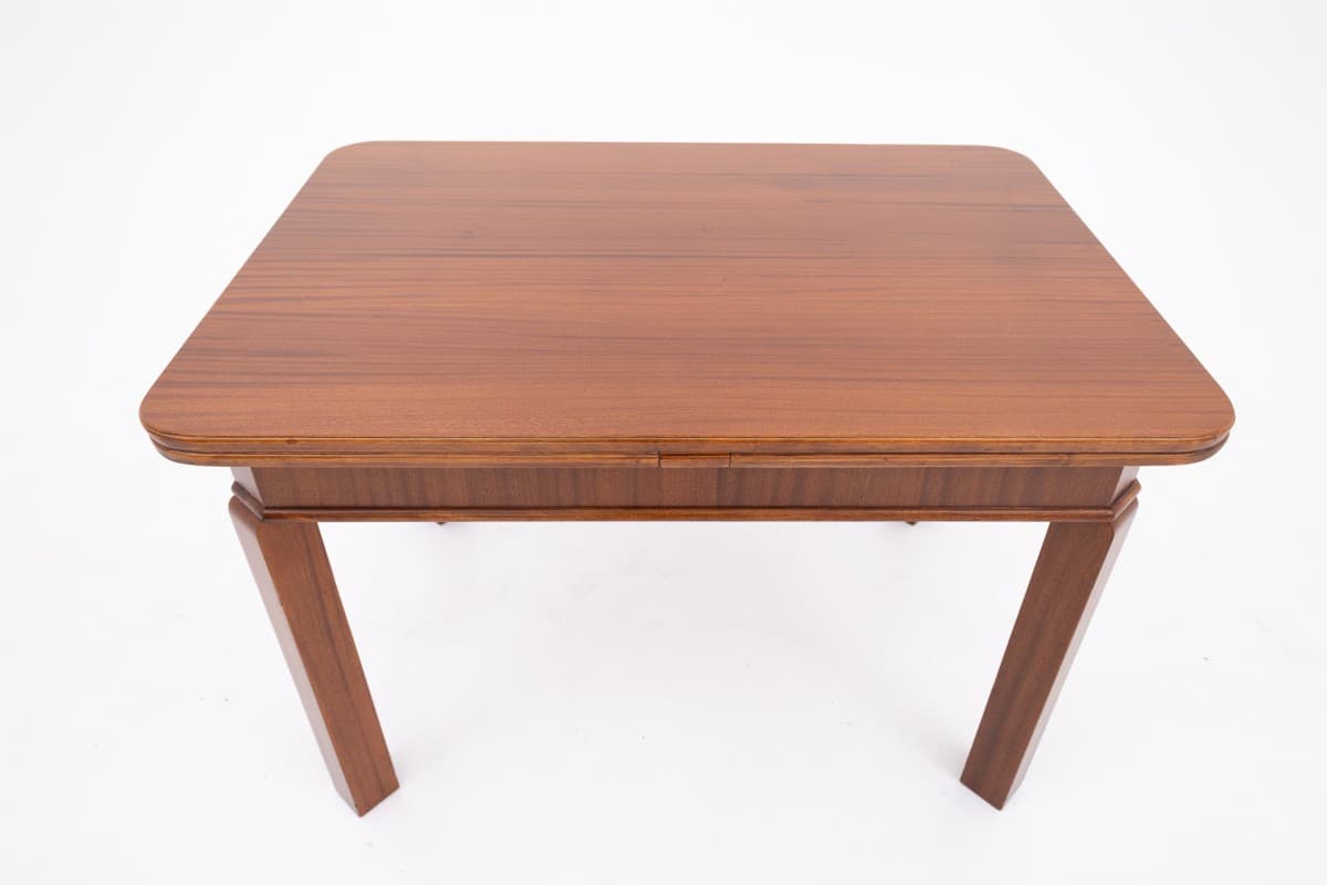 Extendable Table Art Deco, brown walnut, Poland, 1930s - 395125