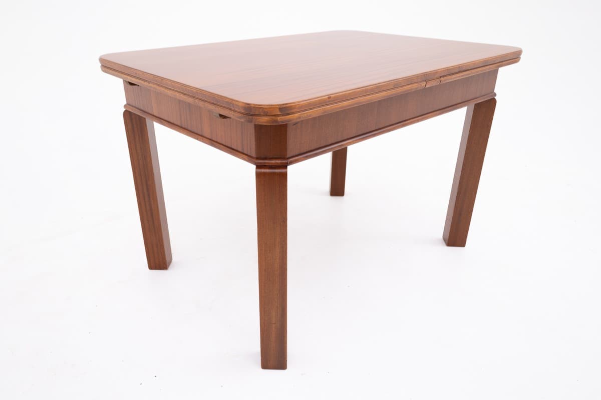Extendable Table Art Deco, brown walnut, Poland, 1930s - 395116