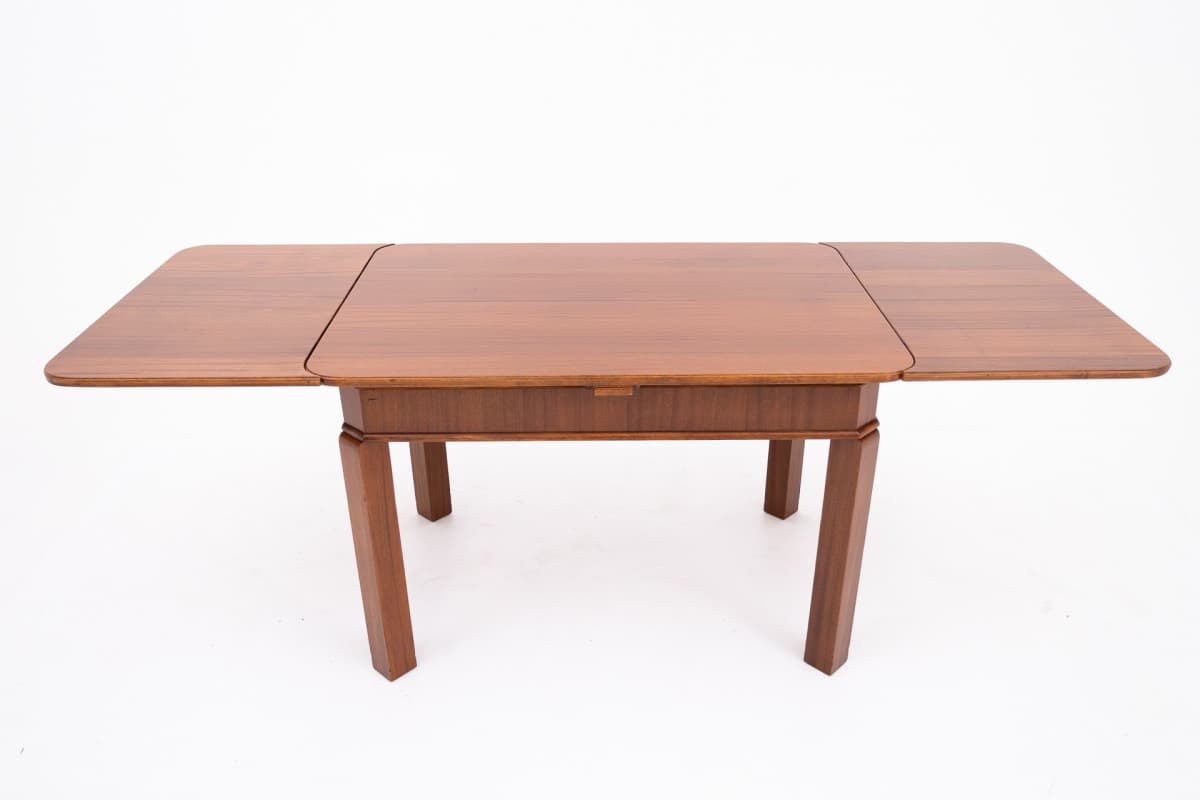 Extendable Table Art Deco, brown walnut, Poland, 1930s - 395122