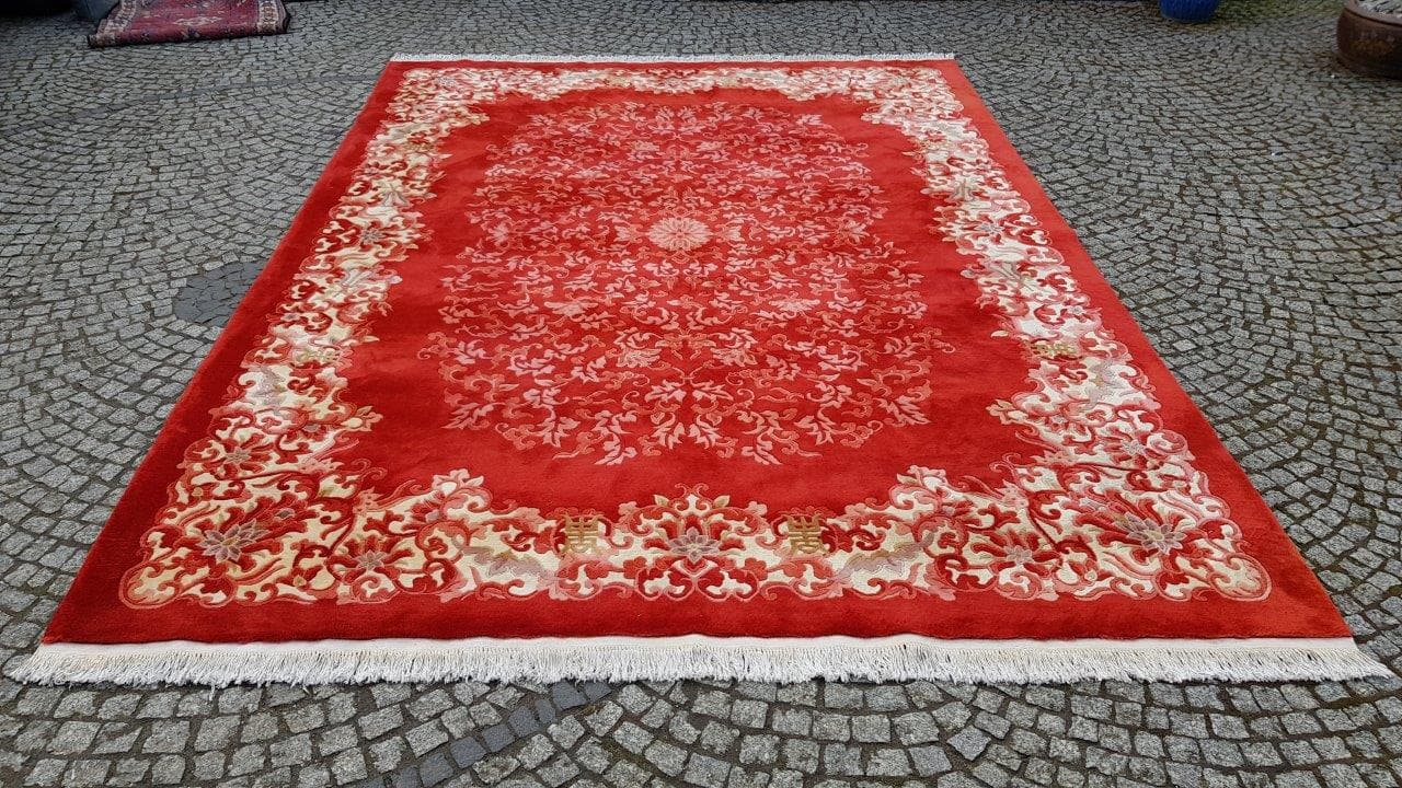 Rug Aubusson 270x390 cm, red, wool, China, 1990s - 395234